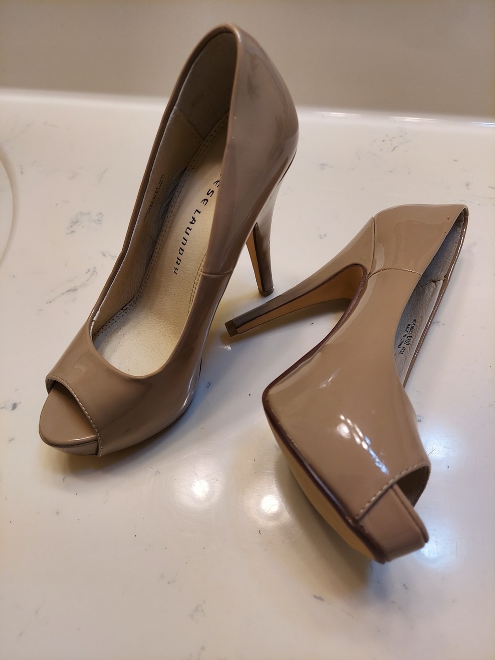 Chinese Laundry Nude Patent Peep-Toe Stiletto Heels